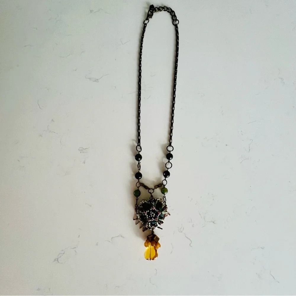 Unique Jewel Tone Labrodite Chunky Pendant Necklace - Picture 10 of 11